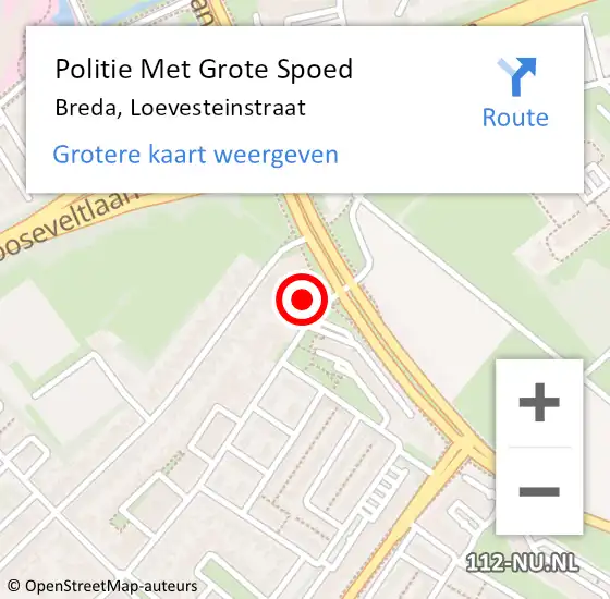 Locatie op kaart van de 112 melding: Politie Met Grote Spoed Naar Breda, Loevesteinstraat op 25 oktober 2024 14:25