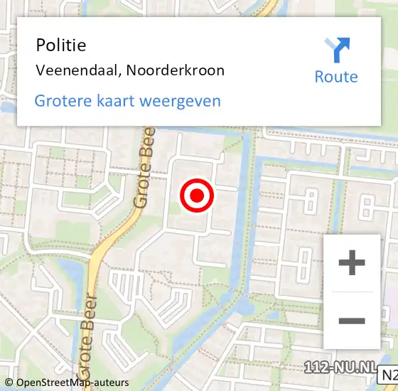 Locatie op kaart van de 112 melding: Politie Veenendaal, Noorderkroon op 25 oktober 2024 14:29