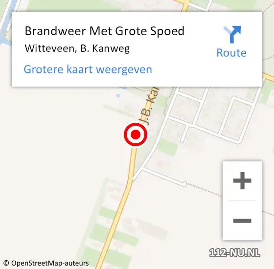 Locatie op kaart van de 112 melding: Brandweer Met Grote Spoed Naar Witteveen, B. Kanweg op 24 oktober 2014 16:54