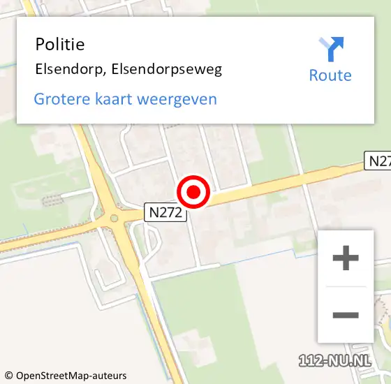 Locatie op kaart van de 112 melding: Politie Elsendorp, Elsendorpseweg op 25 oktober 2024 14:34