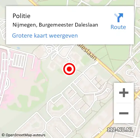 Locatie op kaart van de 112 melding: Politie Nijmegen, Burgemeester Daleslaan op 25 oktober 2024 14:46