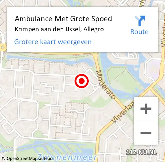 Locatie op kaart van de 112 melding: Ambulance Met Grote Spoed Naar Krimpen aan den IJssel, Allegro op 25 oktober 2024 14:56