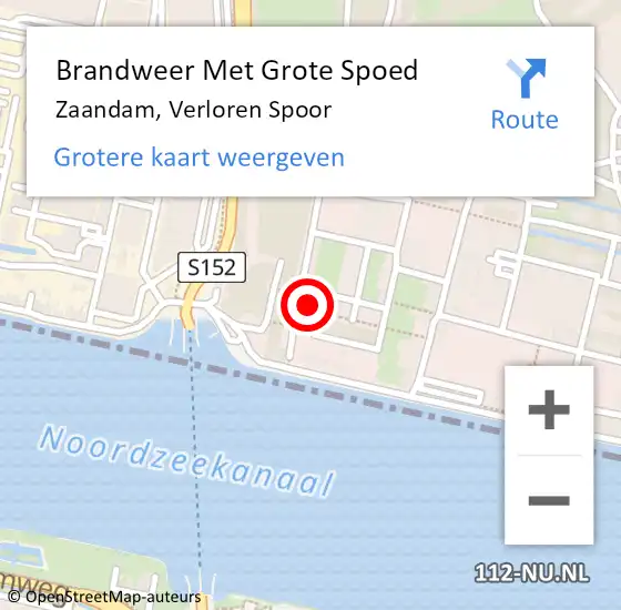 Locatie op kaart van de 112 melding: Brandweer Met Grote Spoed Naar Zaandam, Verloren Spoor op 25 oktober 2024 14:58