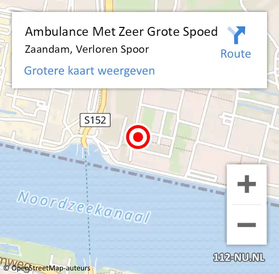 Locatie op kaart van de 112 melding: Ambulance Met Zeer Grote Spoed Naar Zaandam, Verloren Spoor op 25 oktober 2024 14:58