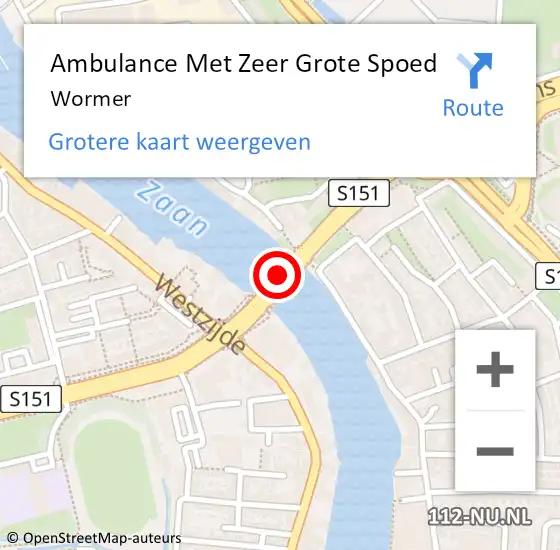 Locatie op kaart van de 112 melding: Ambulance Met Zeer Grote Spoed Naar Wormer op 25 oktober 2024 15:00