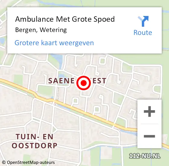 Locatie op kaart van de 112 melding: Ambulance Met Grote Spoed Naar Bergen, Wetering op 25 oktober 2024 15:06