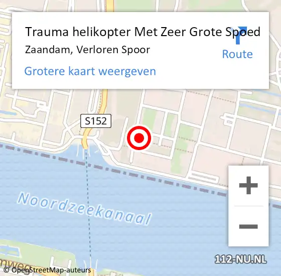 Locatie op kaart van de 112 melding: Trauma helikopter Met Zeer Grote Spoed Naar Zaandam, Verloren Spoor op 25 oktober 2024 15:16