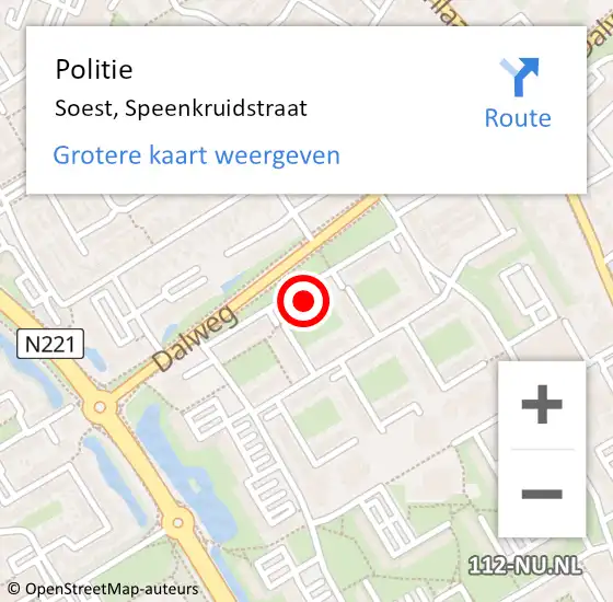 Locatie op kaart van de 112 melding: Politie Soest, Speenkruidstraat op 25 oktober 2024 15:18