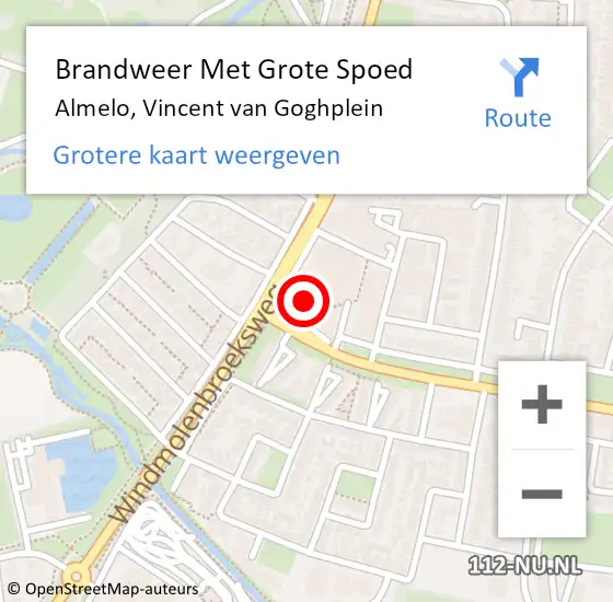 Locatie op kaart van de 112 melding: Brandweer Met Grote Spoed Naar Almelo, Vincent van Goghplein op 25 oktober 2024 15:25