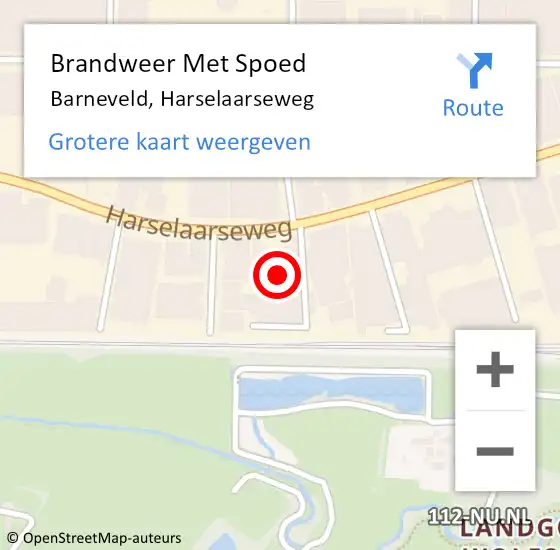 Locatie op kaart van de 112 melding: Brandweer Met Spoed Naar Barneveld, Harselaarseweg op 25 oktober 2024 15:30