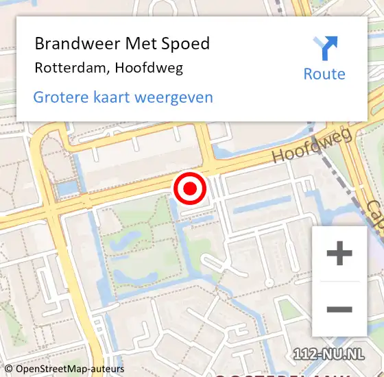 Locatie op kaart van de 112 melding: Brandweer Met Spoed Naar Rotterdam, Hoofdweg op 25 oktober 2024 15:47