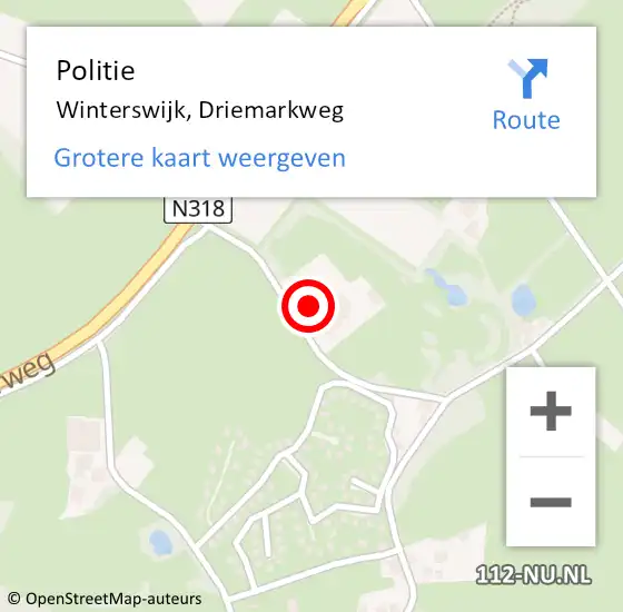 Locatie op kaart van de 112 melding: Politie Winterswijk, Driemarkweg op 25 oktober 2024 15:55