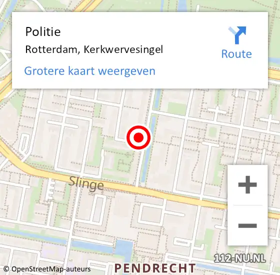 Locatie op kaart van de 112 melding: Politie Rotterdam, Kerkwervesingel op 25 oktober 2024 15:57