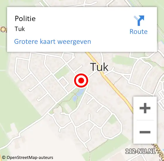 Locatie op kaart van de 112 melding: Politie Tuk op 25 oktober 2024 15:58