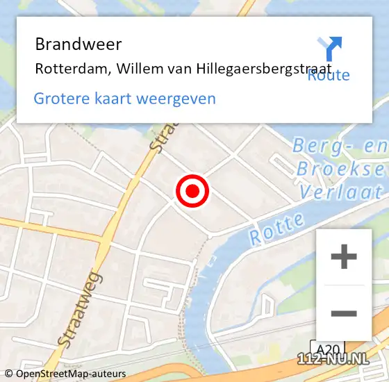 Locatie op kaart van de 112 melding: Brandweer Rotterdam, Willem van Hillegaersbergstraat op 25 oktober 2024 16:16