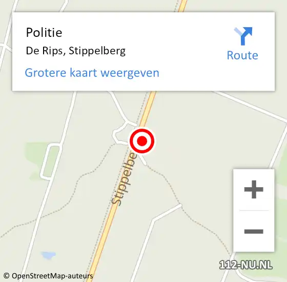 Locatie op kaart van de 112 melding: Politie De Rips, Stippelberg op 25 oktober 2024 16:19