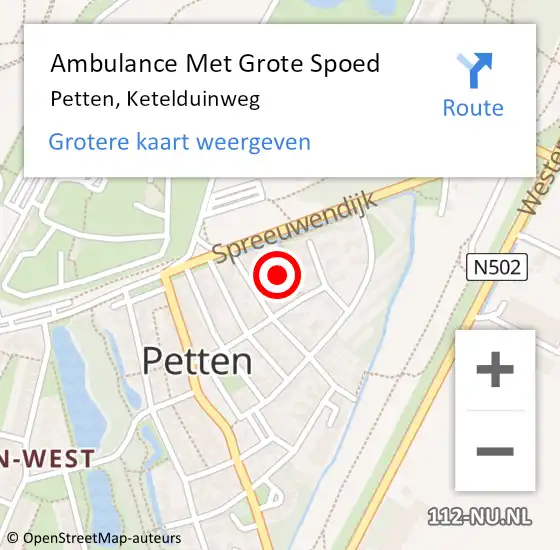 Locatie op kaart van de 112 melding: Ambulance Met Grote Spoed Naar Petten, Ketelduinweg op 25 oktober 2024 16:25