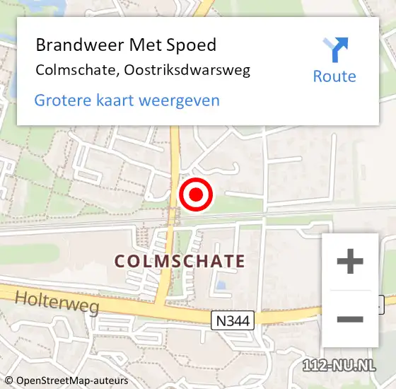 Locatie op kaart van de 112 melding: Brandweer Met Spoed Naar Colmschate, Oostriksdwarsweg op 25 oktober 2024 16:34