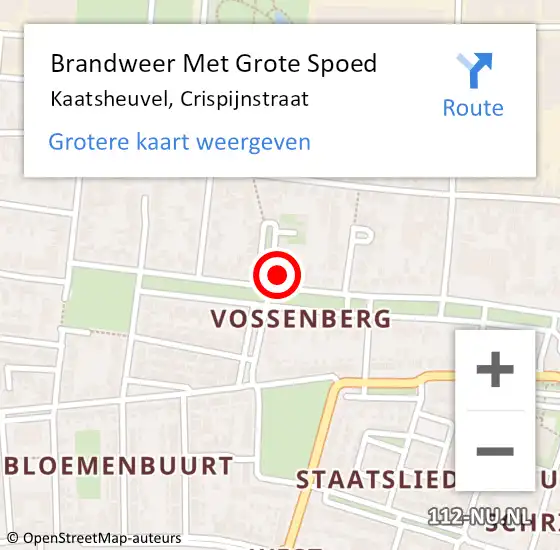 Locatie op kaart van de 112 melding: Brandweer Met Grote Spoed Naar Kaatsheuvel, Crispijnstraat op 25 oktober 2024 16:36