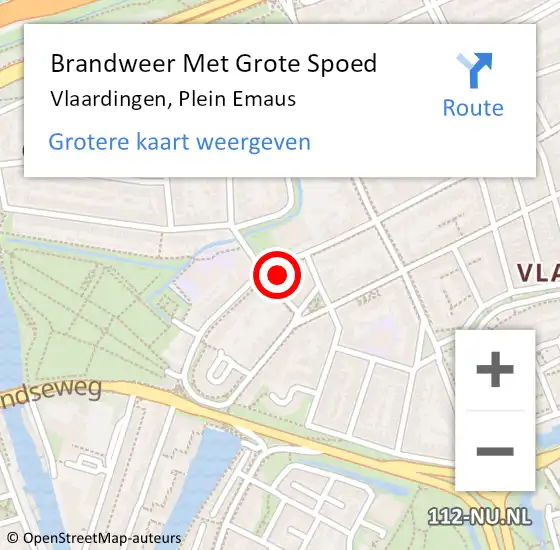 Locatie op kaart van de 112 melding: Brandweer Met Grote Spoed Naar Vlaardingen, Plein Emaus op 25 oktober 2024 16:51