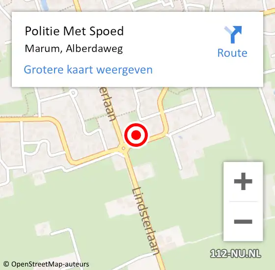 Locatie op kaart van de 112 melding: Politie Met Spoed Naar Marum, Alberdaweg op 25 oktober 2024 17:03