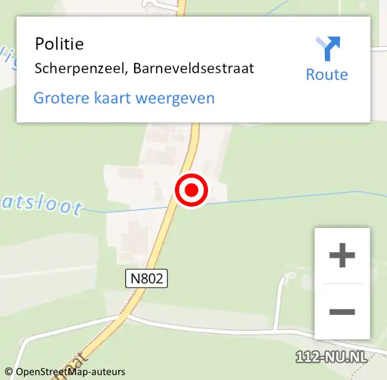 Locatie op kaart van de 112 melding: Politie Scherpenzeel, Barneveldsestraat op 25 oktober 2024 17:11