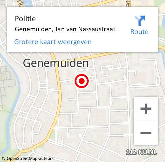 Locatie op kaart van de 112 melding: Politie Genemuiden, Jan van Nassaustraat op 25 oktober 2024 17:32