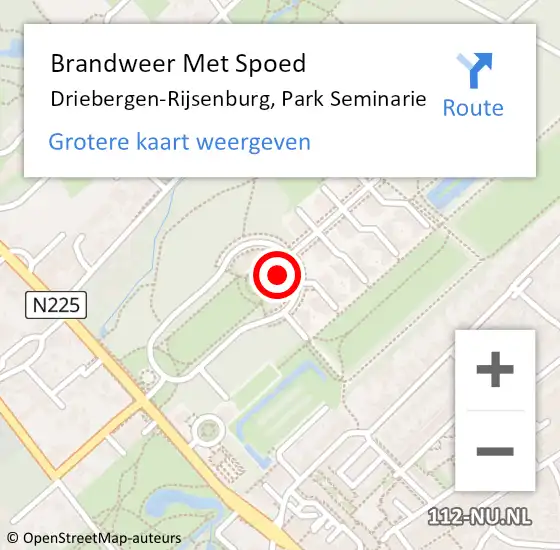 Locatie op kaart van de 112 melding: Brandweer Met Spoed Naar Driebergen-Rijsenburg, Park Seminarie op 25 oktober 2024 17:35