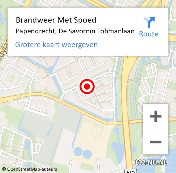 Locatie op kaart van de 112 melding: Brandweer Met Spoed Naar Papendrecht, De Savornin Lohmanlaan op 25 oktober 2024 17:36