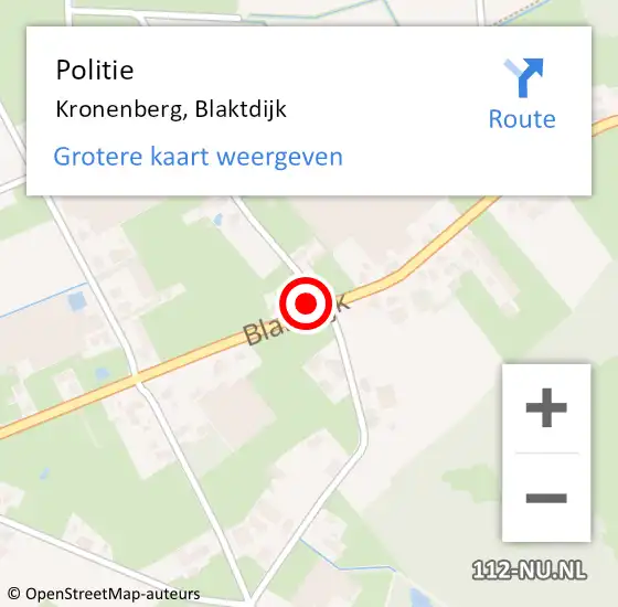 Locatie op kaart van de 112 melding: Politie Kronenberg, Blaktdijk op 25 oktober 2024 17:39