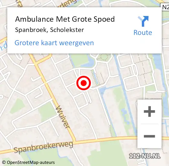 Locatie op kaart van de 112 melding: Ambulance Met Grote Spoed Naar Spanbroek, Scholekster op 25 oktober 2024 17:41