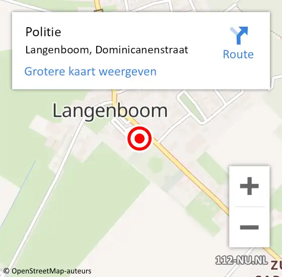 Locatie op kaart van de 112 melding: Politie Langenboom, Dominicanenstraat op 25 oktober 2024 17:46