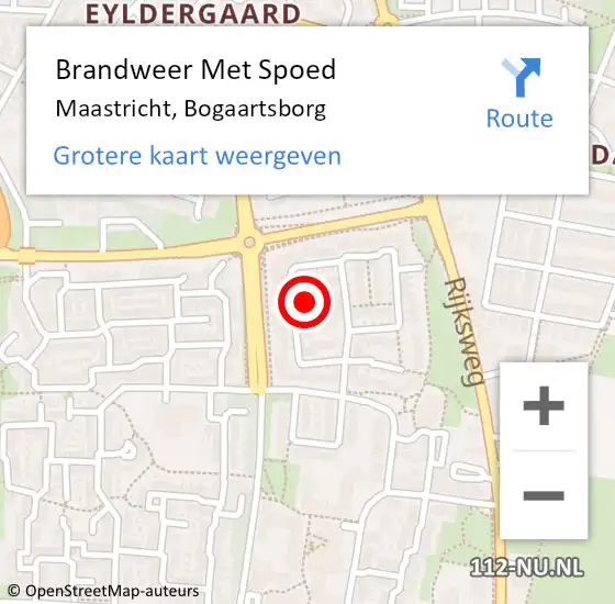 Locatie op kaart van de 112 melding: Brandweer Met Spoed Naar Maastricht, Bogaartsborg op 25 oktober 2024 17:56