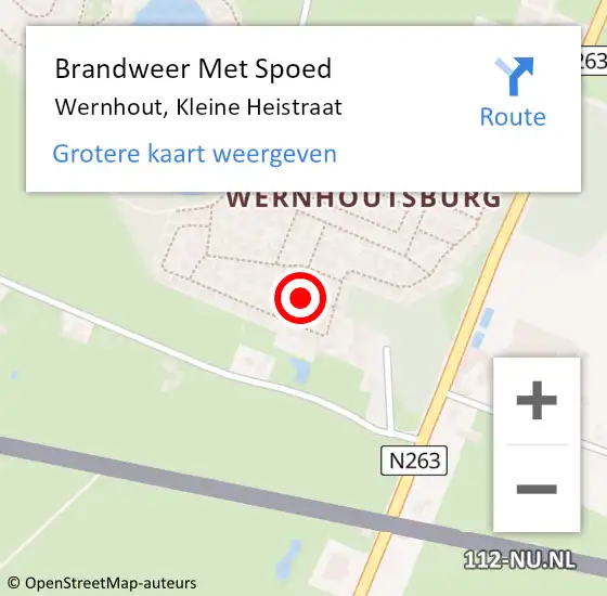 Locatie op kaart van de 112 melding: Brandweer Met Spoed Naar Wernhout, Kleine Heistraat op 25 oktober 2024 17:56