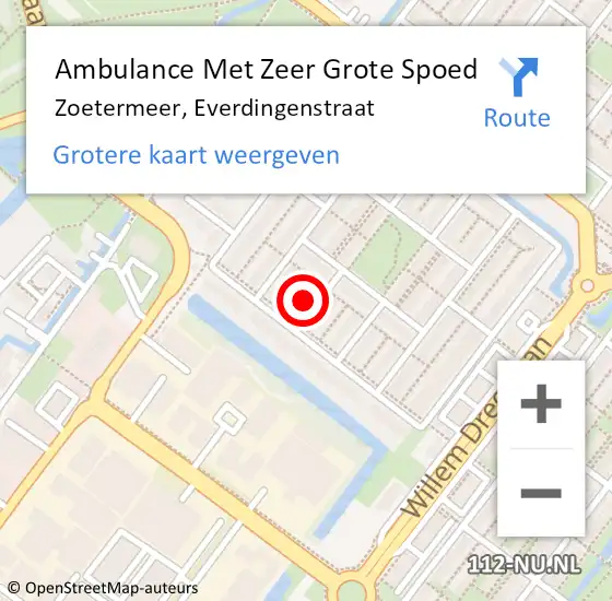 Locatie op kaart van de 112 melding: Ambulance Met Zeer Grote Spoed Naar Zoetermeer, Everdingenstraat op 25 oktober 2024 17:58