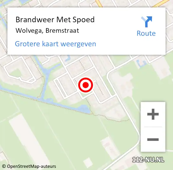 Locatie op kaart van de 112 melding: Brandweer Met Spoed Naar Wolvega, Bremstraat op 25 oktober 2024 18:01