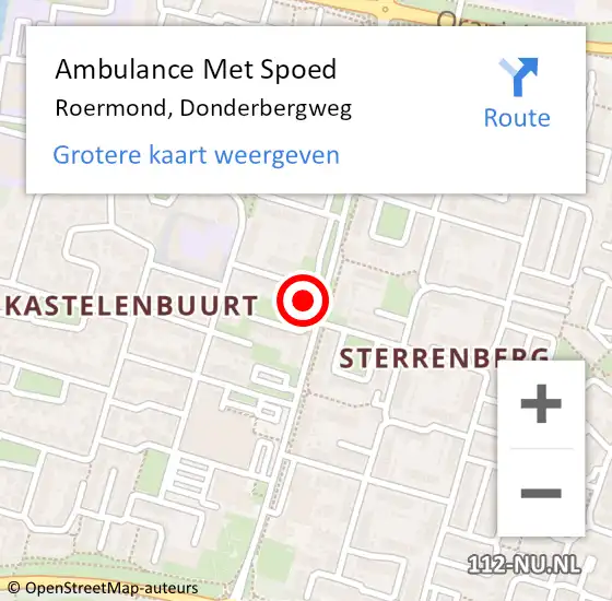 Locatie op kaart van de 112 melding: Ambulance Met Spoed Naar Roermond, Donderbergweg op 25 oktober 2024 18:04