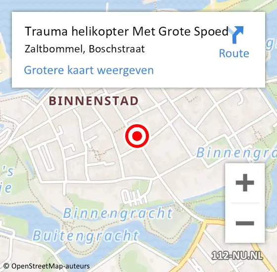 Locatie op kaart van de 112 melding: Trauma helikopter Met Grote Spoed Naar Zaltbommel, Boschstraat op 25 oktober 2024 18:05