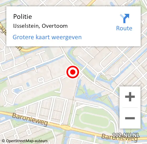 Locatie op kaart van de 112 melding: Politie IJsselstein, Overtoom op 25 oktober 2024 18:07