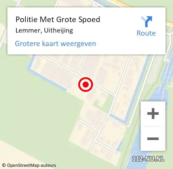 Locatie op kaart van de 112 melding: Politie Met Grote Spoed Naar Lemmer, Uitheijing op 25 oktober 2024 18:10