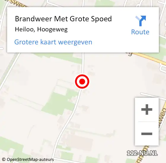 Locatie op kaart van de 112 melding: Brandweer Met Grote Spoed Naar Heiloo, Hoogeweg op 24 oktober 2014 17:25