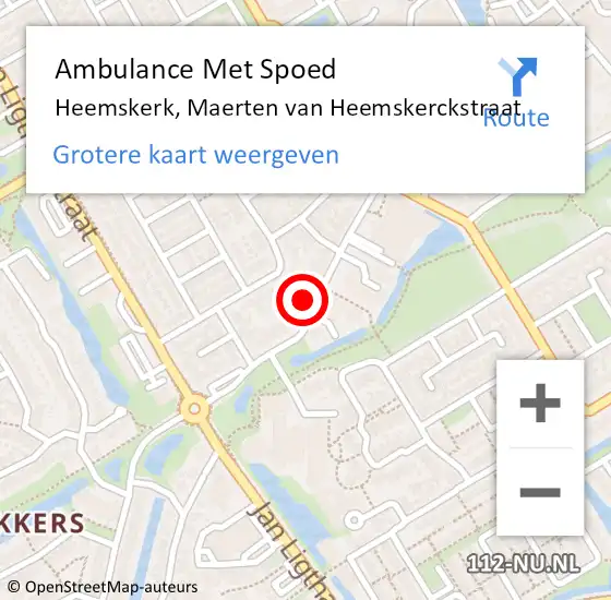 Locatie op kaart van de 112 melding: Ambulance Met Spoed Naar Heemskerk, Maerten van Heemskerckstraat op 25 oktober 2024 18:40