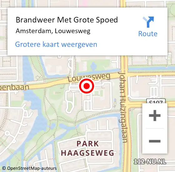 Locatie op kaart van de 112 melding: Brandweer Met Grote Spoed Naar Amsterdam, Louwesweg op 25 oktober 2024 18:42