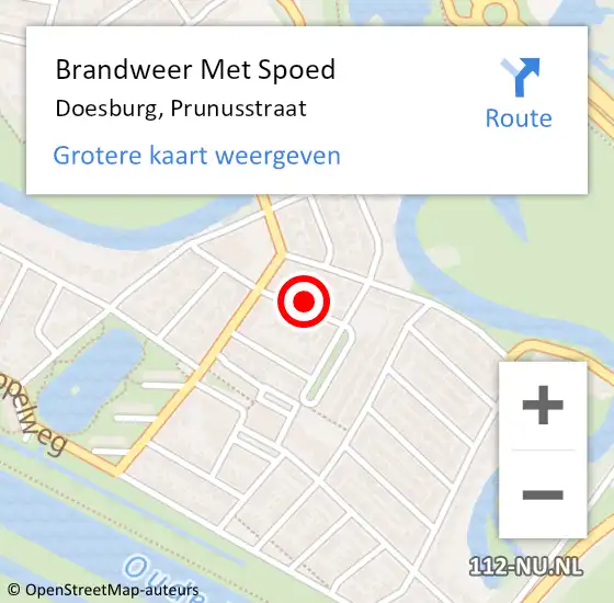 Locatie op kaart van de 112 melding: Brandweer Met Spoed Naar Doesburg, Prunusstraat op 25 oktober 2024 18:56