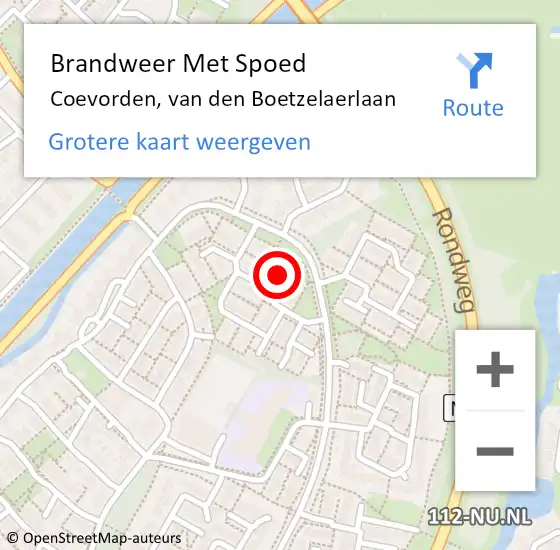 Locatie op kaart van de 112 melding: Brandweer Met Spoed Naar Coevorden, van den Boetzelaerlaan op 25 oktober 2024 19:00