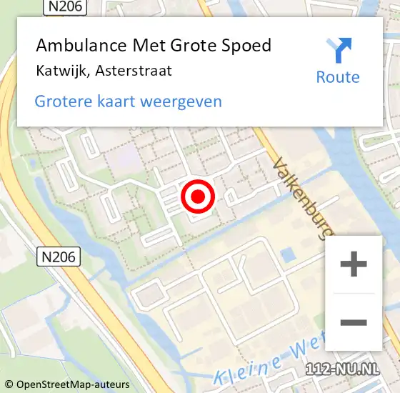 Locatie op kaart van de 112 melding: Ambulance Met Grote Spoed Naar Katwijk, Asterstraat op 25 oktober 2024 19:07