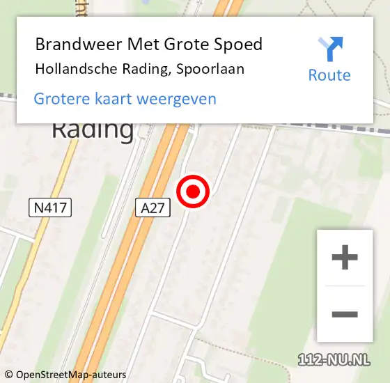 Locatie op kaart van de 112 melding: Brandweer Met Grote Spoed Naar Hollandsche Rading, Spoorlaan op 25 oktober 2024 19:29