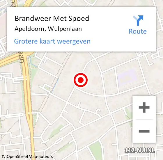 Locatie op kaart van de 112 melding: Brandweer Met Spoed Naar Apeldoorn, Wulpenlaan op 25 oktober 2024 19:29