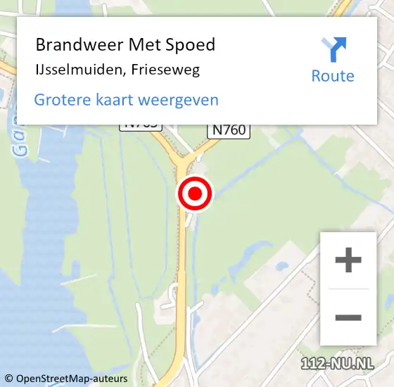 Locatie op kaart van de 112 melding: Brandweer Met Spoed Naar IJsselmuiden, Frieseweg op 25 oktober 2024 19:31