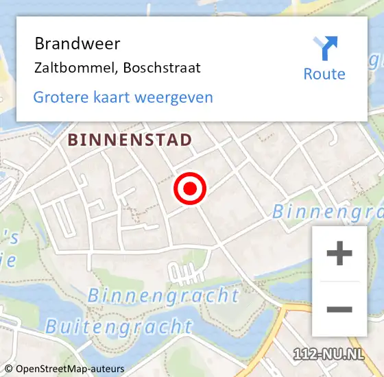 Locatie op kaart van de 112 melding: Brandweer Zaltbommel, Boschstraat op 25 oktober 2024 19:32